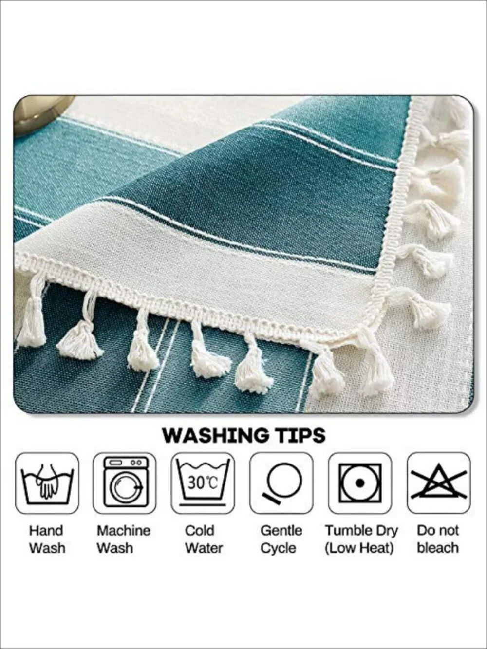 Striped Tassel Tablecloth Rectangle Table Cover Kitchen Dining 55x55